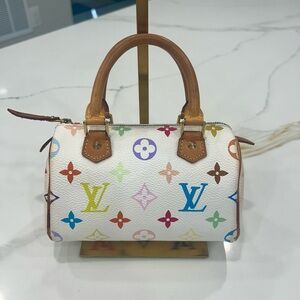 Louis Vuitton White Multicolor nano speedy